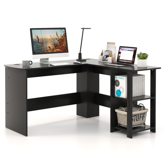 Compact L-Shaped Desk with Shelves and Cable Management Holes 2 Compact L-Shaped Desk with Shelves and Cable Management Holes - Image 2