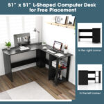 Compact L-Shaped Desk with Shelves and Cable Management Holes 11 Compact L-Shaped Desk with Shelves and Cable Management Holes
