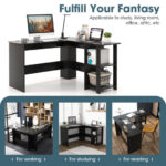 Compact L-Shaped Desk with Shelves and Cable Management Holes 14 Compact L-Shaped Desk with Shelves and Cable Management Holes