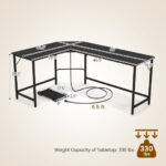 L Shaped Computer Desk with Power Outlets and CPU Stand