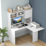 White L-Shaped Corner Desk with Storage Hutch and Cabinet 8 White L-Shaped Corner Desk with Storage Hutch and Cabinet