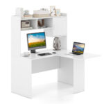 White L-Shaped Corner Desk with Storage Hutch and Cabinet 10 White L-Shaped Corner Desk with Storage Hutch and Cabinet