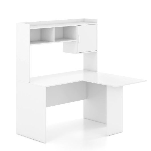 White L-Shaped Corner Desk with Storage Hutch and Cabinet 4 White L-Shaped Corner Desk with Storage Hutch and Cabinet - Image 4