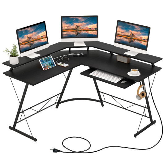 L Shaped Computer Desk with Monitor Stand and Power Outlet 3 L Shaped Computer Desk with Monitor Stand and Power Outlet - Image 3