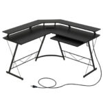 L Shaped Computer Desk with Monitor Stand and Power Outlet 18 L Shaped Computer Desk with Monitor Stand and Power Outlet