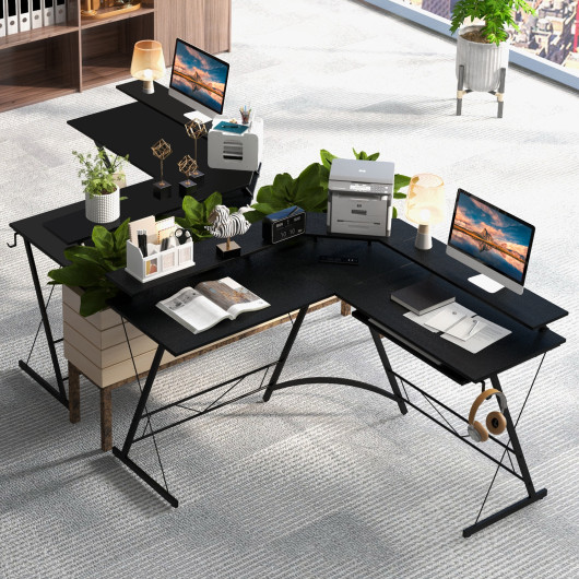 L Shaped Computer Desk with Monitor Stand and Power Outlet 6 L Shaped Computer Desk with Monitor Stand and Power Outlet - Image 6