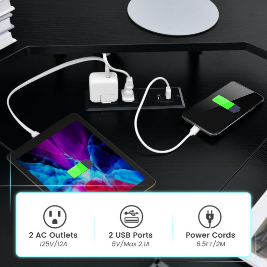 L Shaped Computer Desk with Monitor Stand and Power Outlet 7 L Shaped Computer Desk with Monitor Stand and Power Outlet - Image 7