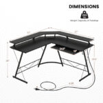 L Shaped Computer Desk with Monitor Stand and Power Outlet 19 L Shaped Computer Desk with Monitor Stand and Power Outlet