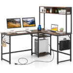 Convertible L-Shaped Desk with Hutch and Built-In Power Outlet 17 Convertible L-Shaped Desk with Hutch and Built-In Power Outlet