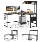 Convertible L-Shaped Desk with Hutch and Built-In Power Outlet 18 Convertible L-Shaped Desk with Hutch and Built-In Power Outlet