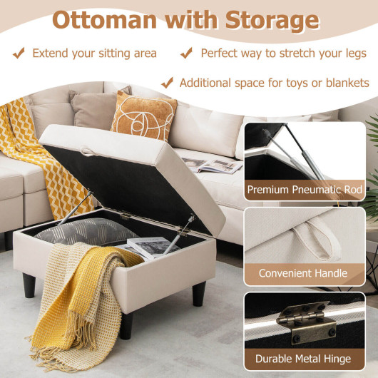 Modular L Shaped Sectional Sofa with Storage Ottoman (Set of 6) - Image 3