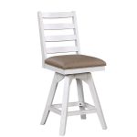 La Sierra 24-Inch Ladder Back Counter Swivel Stool with Brown Vinyl Seat