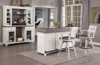 La Sierra 30-Inch Double Panel Back Spectator Bar Stool with Brown Vinyl Seat