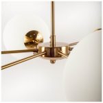 Lahey (28.3"Lx 44"Wx21"H) Gold Multi-Arm w/ Frosted Glass Globe Six Bulb Chandelier