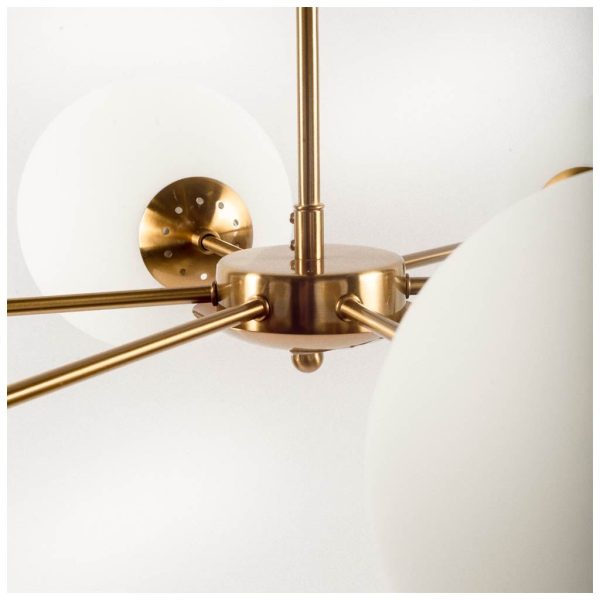 Lahey 28.3Lx 44Wx21H Gold Multi Arm w Frosted Glass Globe Six Bulb Chandelier 2