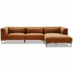 Burnt Orange Velvet L-Shaped Sectional Sofa Mid-Century Modern 6 Burnt Orange Velvet L-Shaped Sectional Sofa Mid-Century Modern