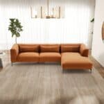 Burnt Orange Velvet L-Shaped Sectional Sofa Mid-Century Modern 7 Burnt Orange Velvet L-Shaped Sectional Sofa Mid-Century Modern
