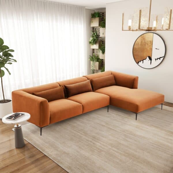 LaleyRight FacingL ShapedVelvetSectional 3