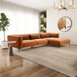 Burnt Orange Velvet L-Shaped Sectional Sofa Mid-Century Modern 10 Burnt Orange Velvet L-Shaped Sectional Sofa Mid-Century Modern