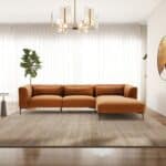 Burnt Orange Velvet L-Shaped Sectional Sofa Mid-Century Modern 8 Burnt Orange Velvet L-Shaped Sectional Sofa Mid-Century Modern