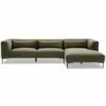 Green Velvet L-Shaped Sectional Sofa Right-Facing Mid-Century Modern 6 Green Velvet L-Shaped Sectional Sofa Right-Facing Mid-Century Modern