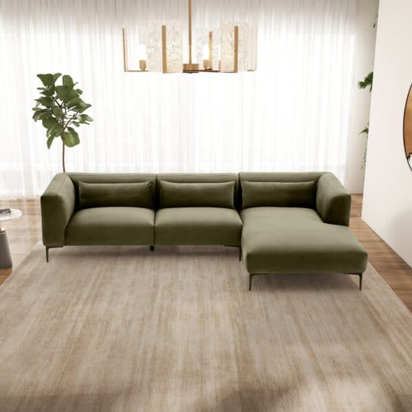 LaleyRight FacingL ShapedVelvetSectionalinGreen 2