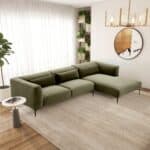 Green Velvet L-Shaped Sectional Sofa Right-Facing Mid-Century Modern 10 Green Velvet L-Shaped Sectional Sofa Right-Facing Mid-Century Modern