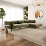 Green Velvet L-Shaped Sectional Sofa Right-Facing Mid-Century Modern 9 Green Velvet L-Shaped Sectional Sofa Right-Facing Mid-Century Modern