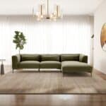 Green Velvet L-Shaped Sectional Sofa Right-Facing Mid-Century Modern 8 Green Velvet L-Shaped Sectional Sofa Right-Facing Mid-Century Modern