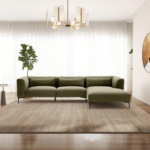 LaleyRight FacingL ShapedVelvetSectionalinGreen 5