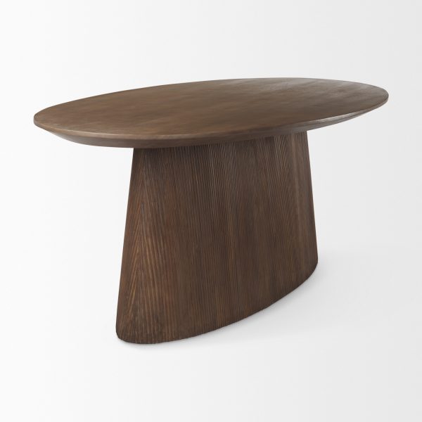 Lance 94L x 50W x30H Medium Brown Solid Wood Oval Dining Table 4