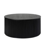 Lance Black Round Modern Slat Storage Coffee Table