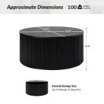 Lance Black Round Modern Slat Storage Coffee Table