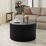 Lance Black Round Slat Modern Storage Coffee Table
