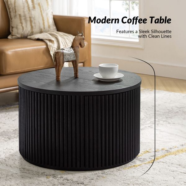 Lance Black Round Slat Modern Storage Coffee Table 2