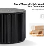 Lance Black Round Slat Modern Storage Coffee Table