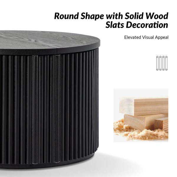 Lance Black Round Slat Modern Storage Coffee Table 3