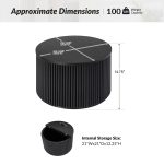 Lance Black Round Slat Modern Storage Coffee Table