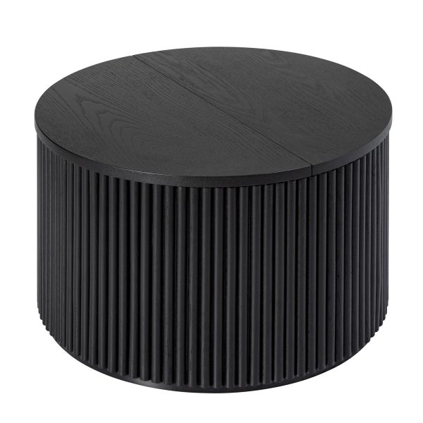 Lance Black Round Slat Modern Storage Coffee Table