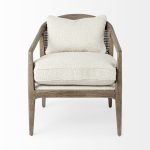 Landon 25.6L x 29.1W x 30.5H Light Brown Wood W/ Cream Fabric Seat and Cane Back Accent Chair