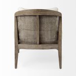 Landon 25.6L x 29.1W x 30.5H Light Brown Wood W/ Cream Fabric Seat and Cane Back Accent Chair