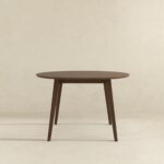 Brown Solid Wood Round Mid-Century Modern Dining Table 9 Brown Solid Wood Round Mid-Century Modern Dining Table
