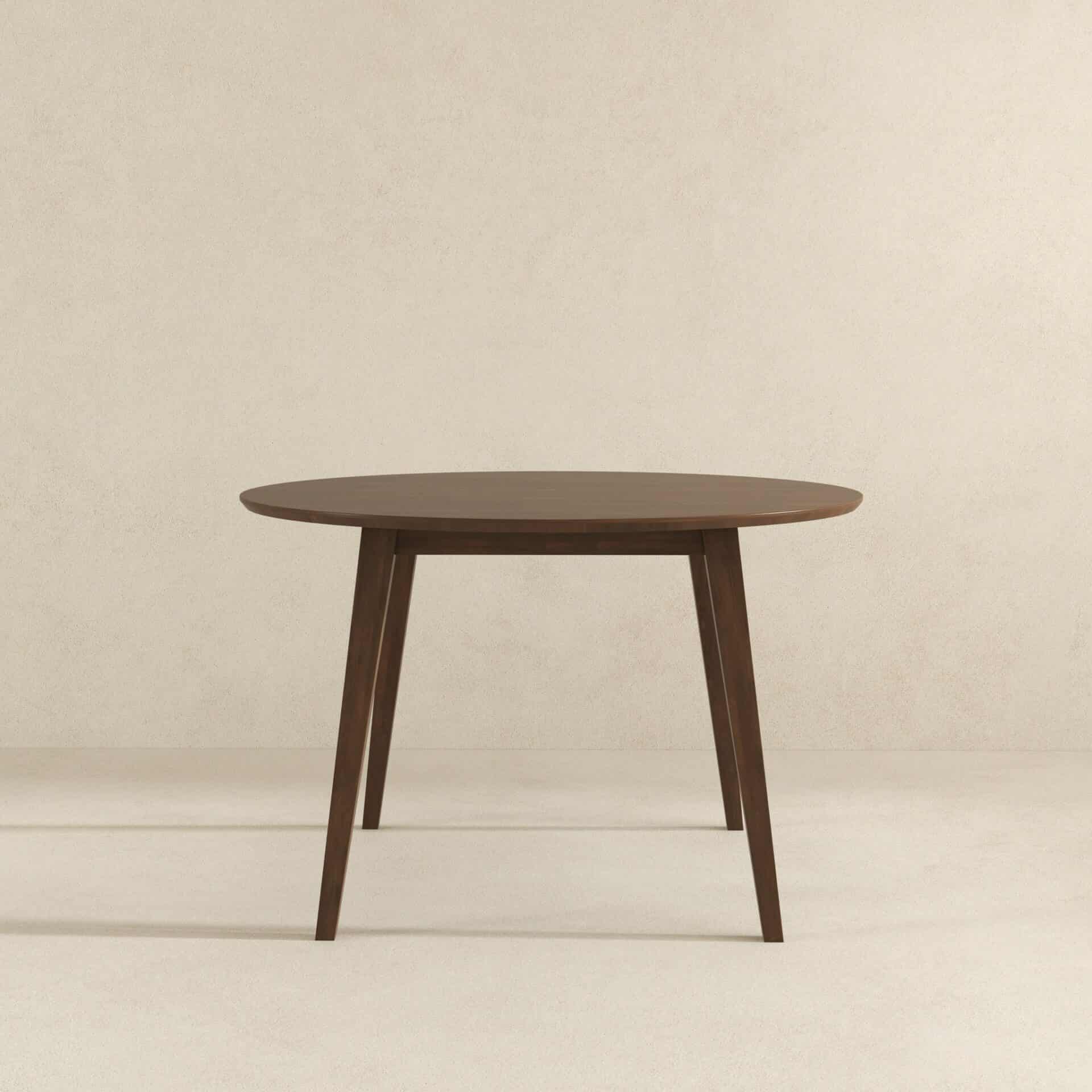 Brown Solid Wood Round Mid-Century Modern Dining Table 4 Brown Solid Wood Round Mid-Century Modern Dining Table - Image 4