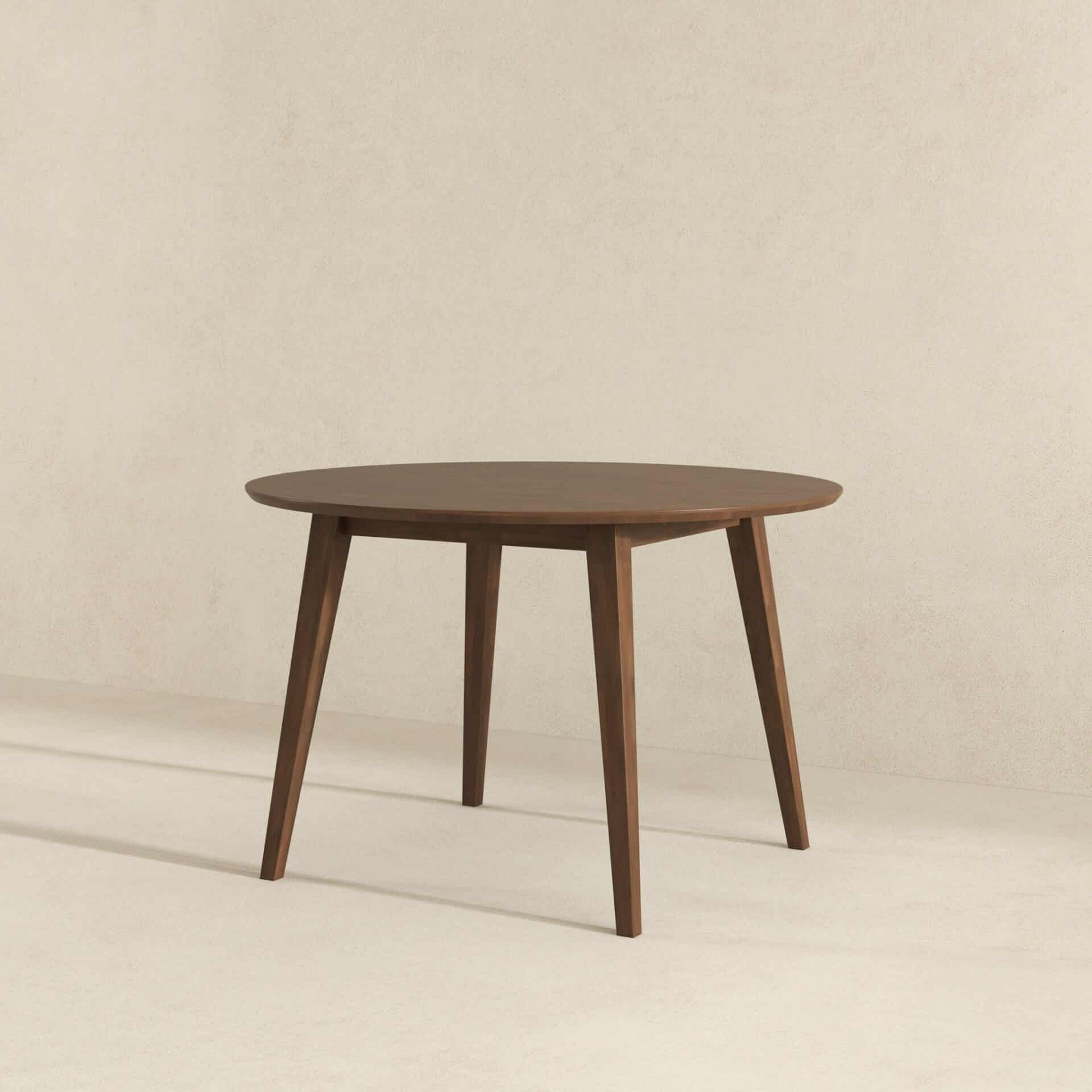 Brown Solid Wood Round Mid-Century Modern Dining Table 3 Brown Solid Wood Round Mid-Century Modern Dining Table - Image 3