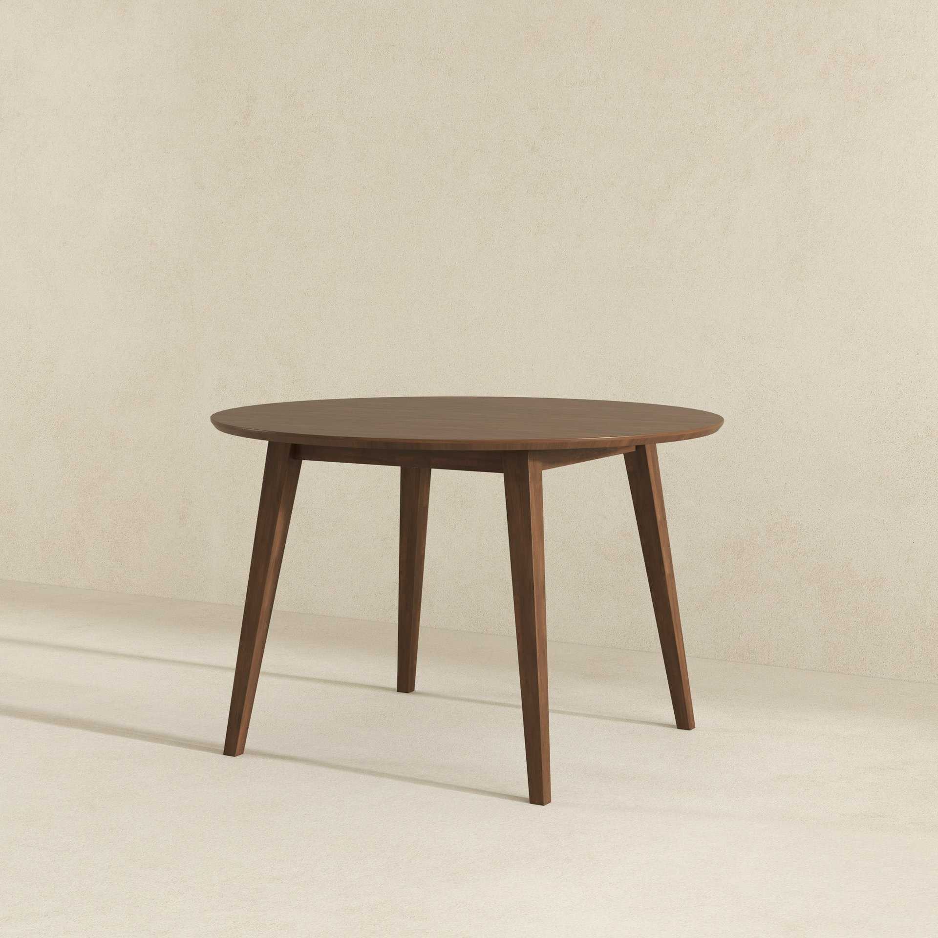 Brown Solid Wood Round Mid-Century Modern Dining Table 8 Brown Solid Wood Round Mid-Century Modern Dining Table
