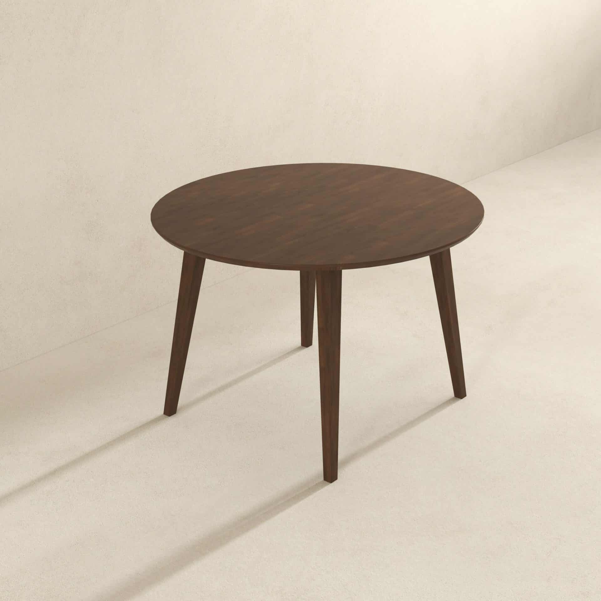 Brown Solid Wood Round Mid-Century Modern Dining Table 2 Brown Solid Wood Round Mid-Century Modern Dining Table - Image 2