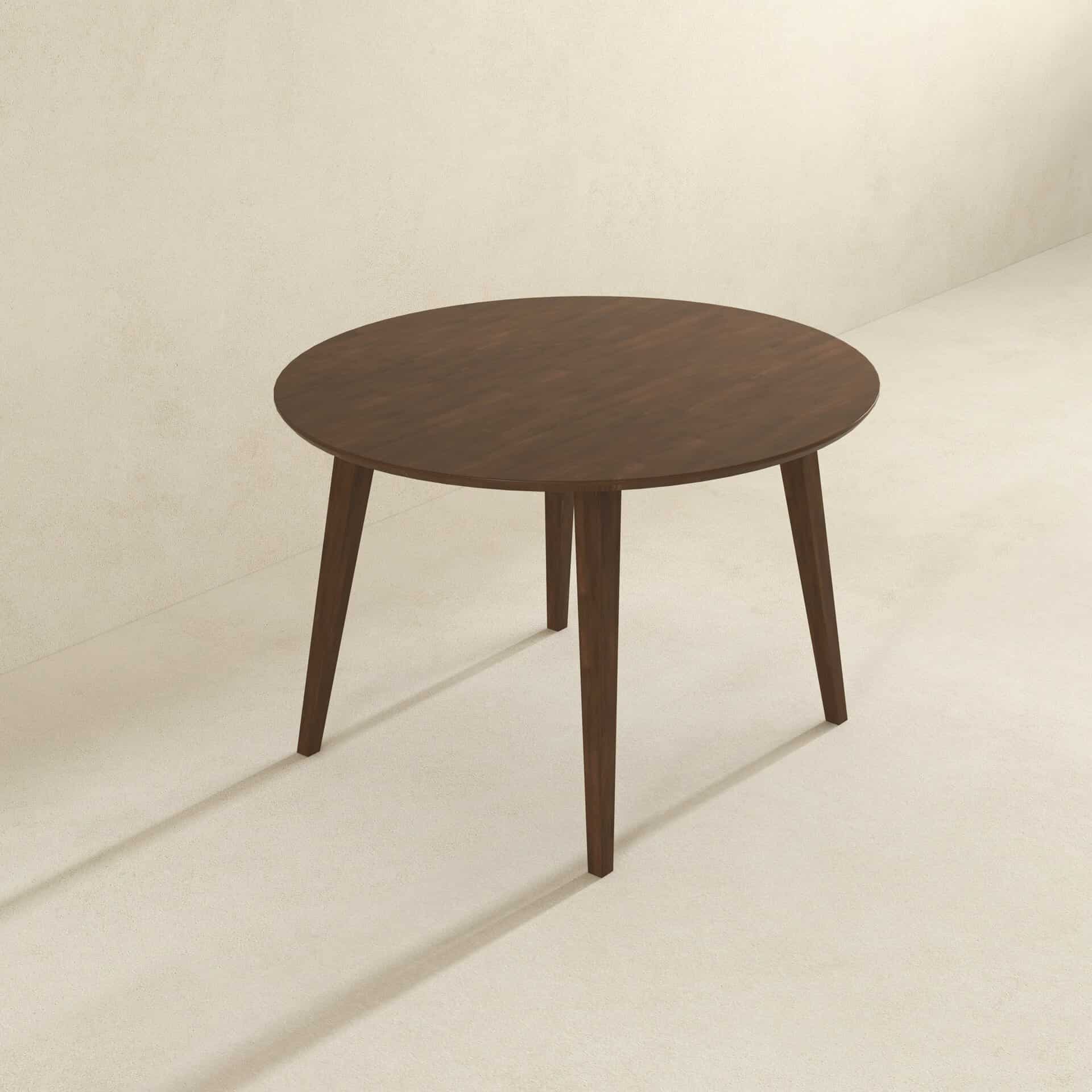 Brown Solid Wood Round Mid-Century Modern Dining Table 7 Brown Solid Wood Round Mid-Century Modern Dining Table