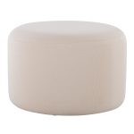 Large Round Knitted Beige Fabric Contemporary Pouf Ottoman