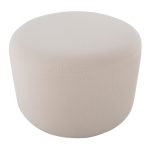 Large Round Knitted Beige Fabric Contemporary Pouf Ottoman