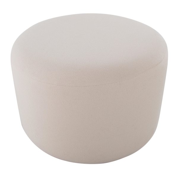 Large Round Knitted Beige Fabric Contemporary Pouf Ottoman 4